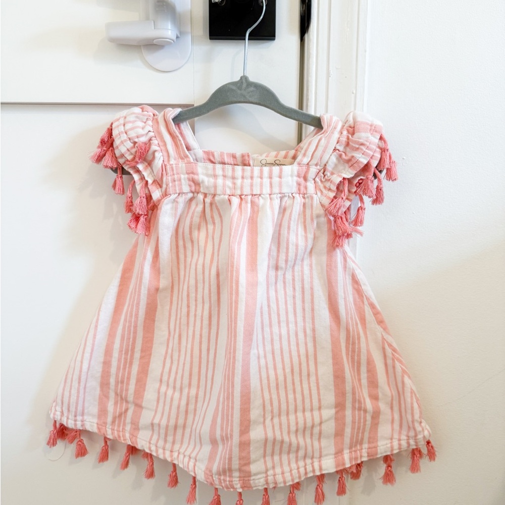 Jessica Simpson Pink Striped Kids Dress with Tassels